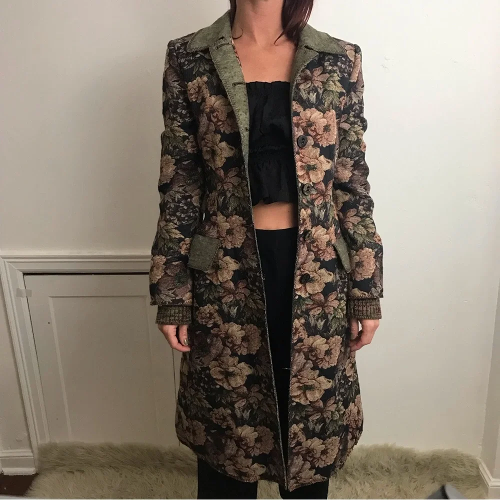 Philosophy Di Alberta Ferretti 90’s Romantic Tapestry Maxi Runway Rare Coat - Picture 2 of 16
